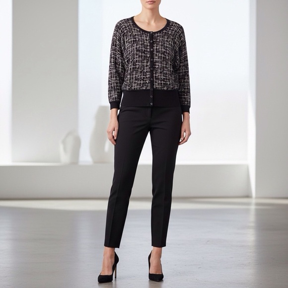 White House Black Market Cardigan | Power Chic – Size L black white pink - Picture 2 of 14